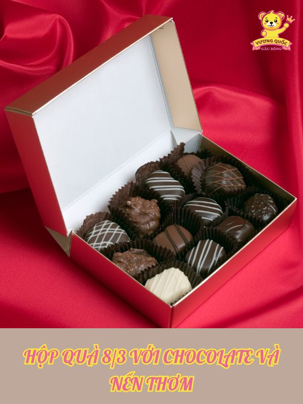 Hộp quà 8/3 với chocolate và nến thơm