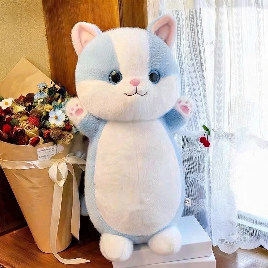 Gấu Bông Mèo Xanh Trắng Đứng – Vương Quốc Gấu Bông